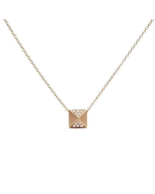 Haus of Brilliance Metallic 14K 1/4 Cttw Diamond Matte Finished Pyramid Pendant Necklace