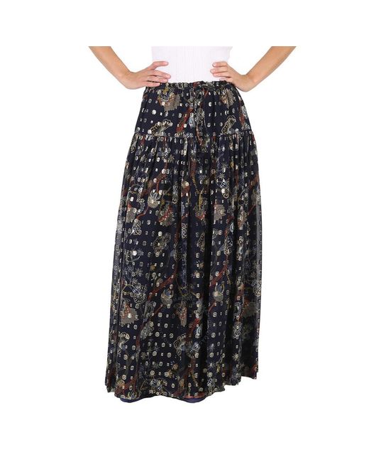 Chloé Black Lurex Embroidered Silk Skirt