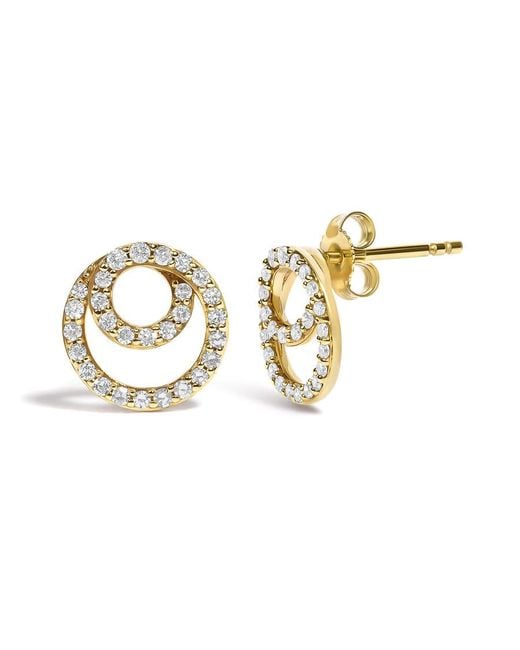 Haus of Brilliance Metallic 14K 3/8 Cttw Diamond Double Circle Stud Earrings for men