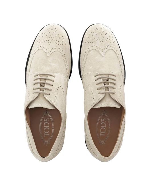 Tod's White Wing-tip Perforations Leather Lace-up Derby Shoes for men