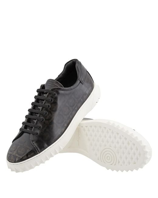 Ferragamo Black Salvatore Rhinoceros Gancini Low-Top Sneakers, Brand for men