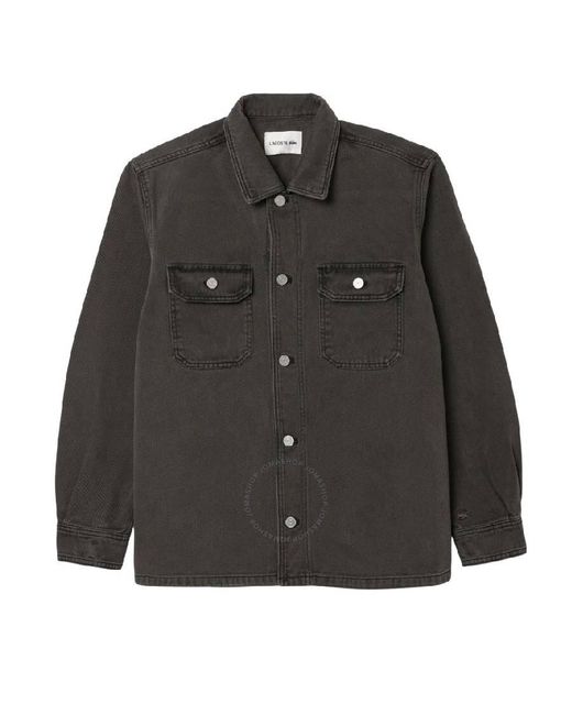 Lacoste Black Denim Pocket Cotton Overshirt, Brand Size 39 (Neck for men