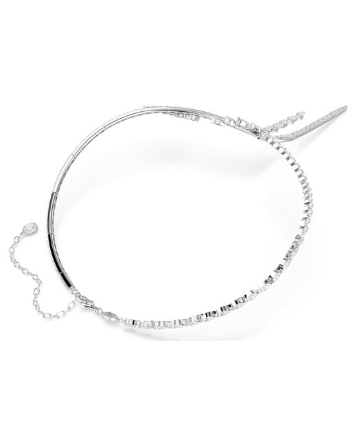 Swarovski White Mesmera Rhodium Plated Y Necklace for men