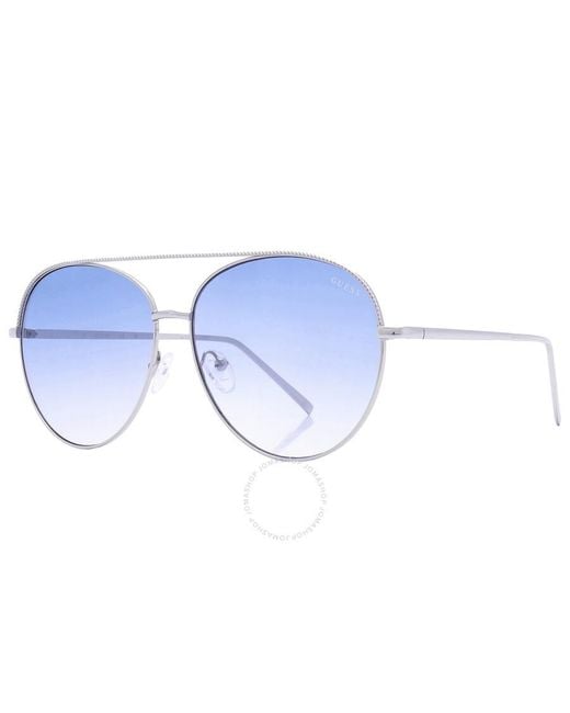 Guess Factory Blue Pilot Sunglasses Gf0391 10w 63
