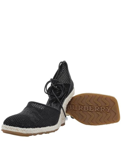 Burberry Blue Mesh Plunge Espadrilles, Brand Size 35 Us