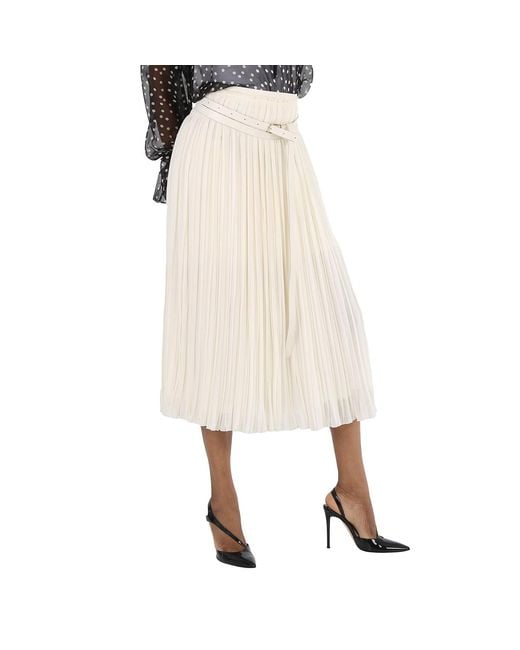 Chloé Natural Ladies Eden Pleated Mid-Length Skirt, Brand Size 38 (Us