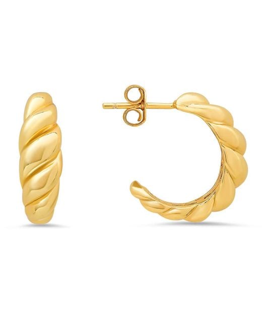 Kylie Harper Metallic 14K Over Domed Wave Statement Hoop Earrings