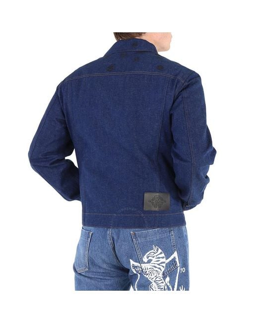 Roberto Cavalli Blue Dark Cotton Denim Jacket for men
