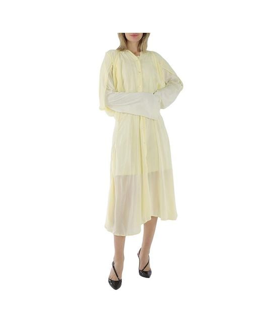 Acne Yellow Ladies Pale Layered Long Sleeve Dress