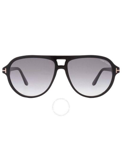Tom Ford Black Jeffrey Gradient Smoke Pilot Sunglasses Ft0932 01b 59 for men