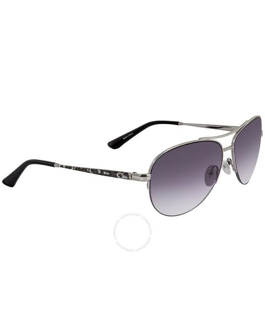 Guess Blue Silver Tone Pilot Sunglasses Gu7468 10b 59