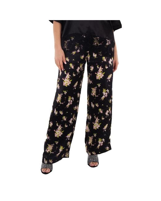 Burberry Black Ladies Jane Floral Print Trousers, Brand Size 2 (Us