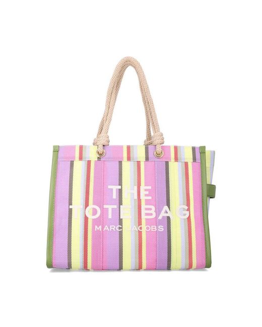 Marc Jacobs Pink The Tote Bag Large Striped Muti Pvc Shoulder