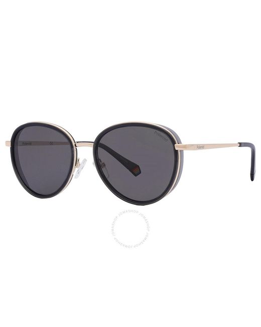 Polaroid Black Polarized Grey Oval Sunglasses Pld 6150/s/x 0kb7/m9 53 for men
