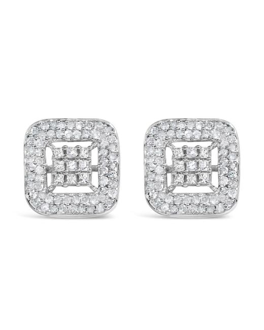 Haus of Brilliance Metallic 10K 1.00 Cttw Diamond Composite And Halo Stud Earrings (I-J Color, I1-I2 Clarity)