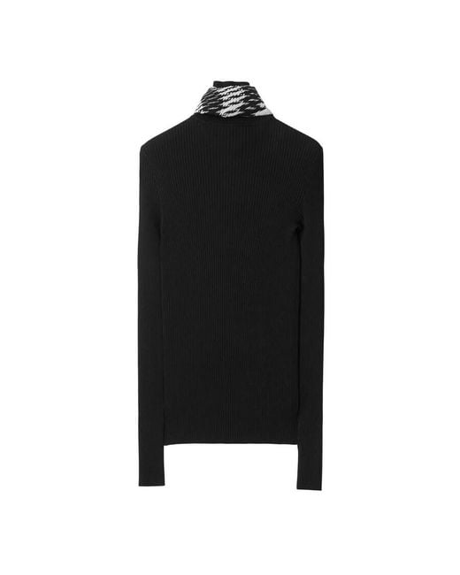 Burberry Black Scarf Rib Knit Sweater