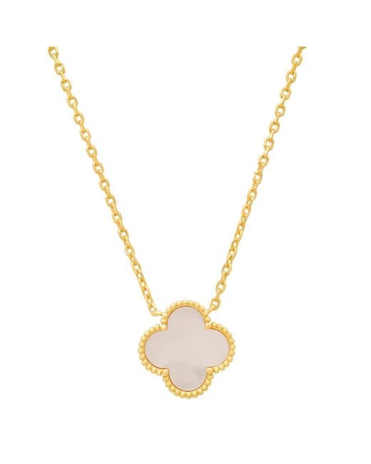 Kylie Harper Metallic 14K Over Mother Of Pearl Clover Necklace