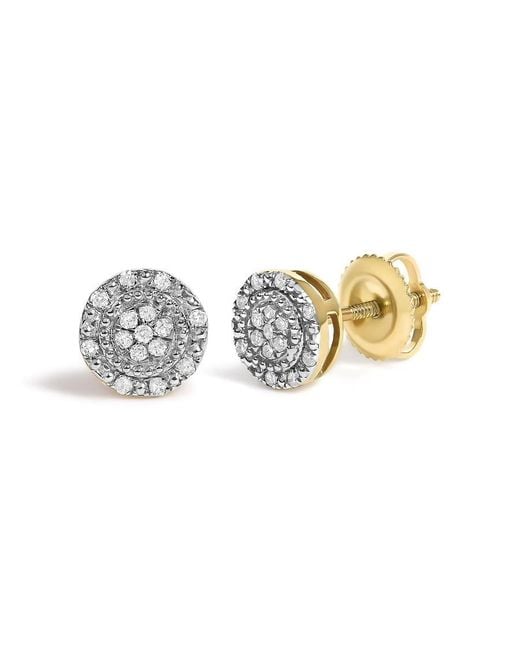 Haus of Brilliance Metallic 10K 1/7 Cttw Diamond Beaded Halo Stud Earrings for men