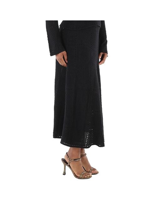 Chloé Black Ladies Full Kniited Midi Skirt