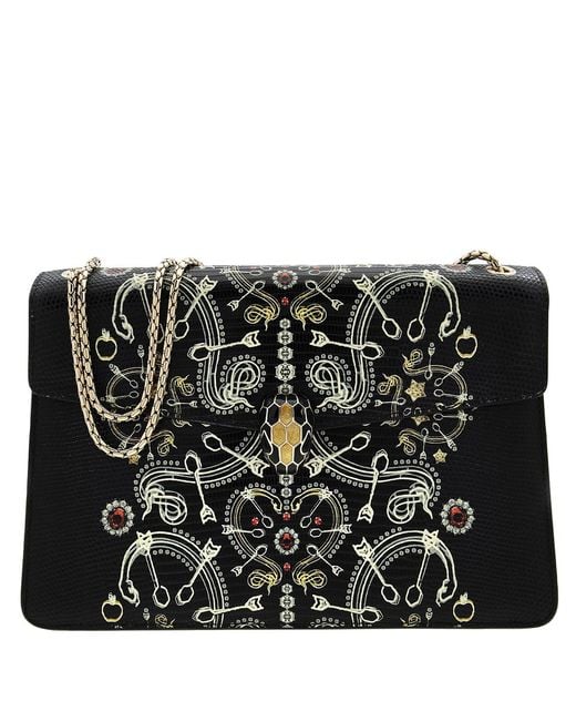 BVLGARI Black Serpenti Forever Pop-Heart Lizard-Leather Shoulder Bag