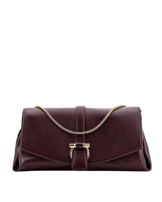 Ferragamo Purple Front Flap Chain-Link Shoulder Bag