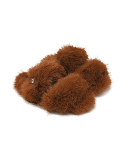 Michael Kors Brown Faux Fur Tula Slides, Brand Us