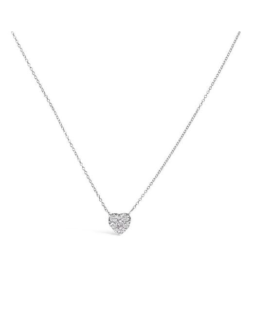 Haus of Brilliance Metallic 14K 1/4 Cttw Diamond Composite Heart Pendant Necklace
