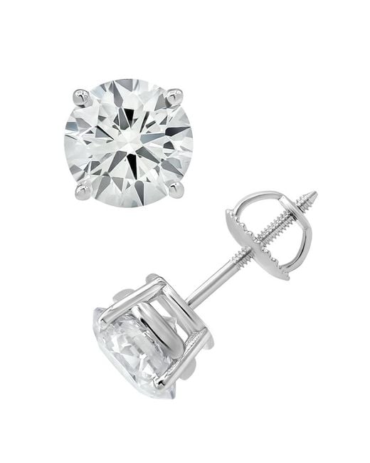 Brilliant Diamond Metallic 14Kt 3.00 Carat Round Cut Lab Grown Diamond Stud Earrings For