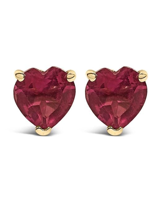 Haus of Brilliance Purple 14K 5Mm Heart Cut Ruby Solitaire Stud Earrings for men