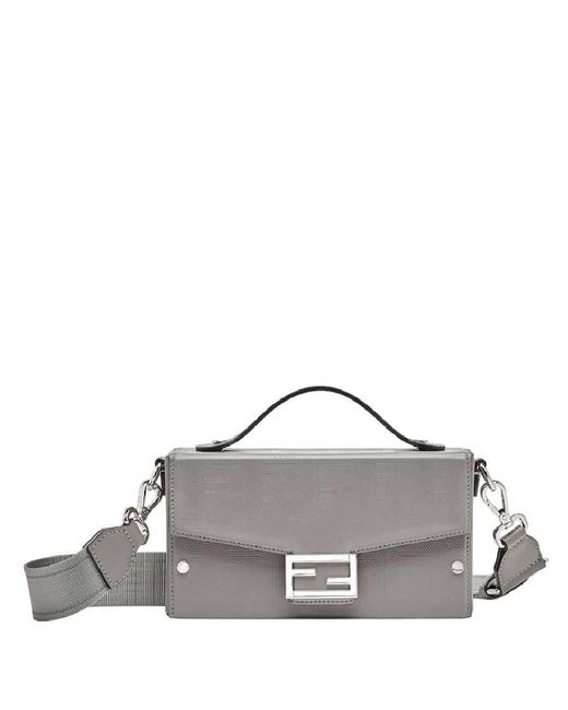Fendi Gray Soft Trunk Baguette Crossbody Bag for men