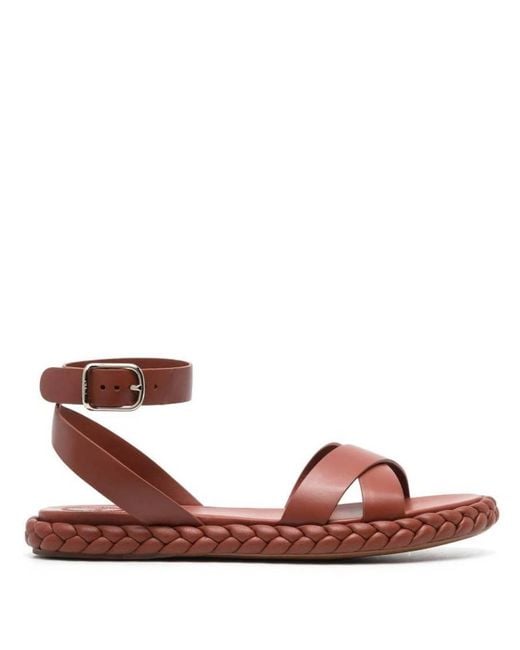 Chloé Red Braided Leather Pip Sandals, Brand Size 36 Us