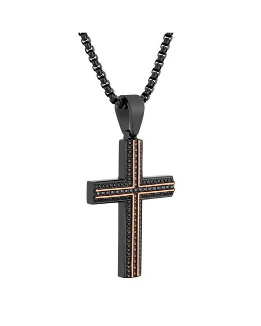 Robert Alton Metallic 3/4 Ctw And Rose Finish Diamond Cross Necklace for men