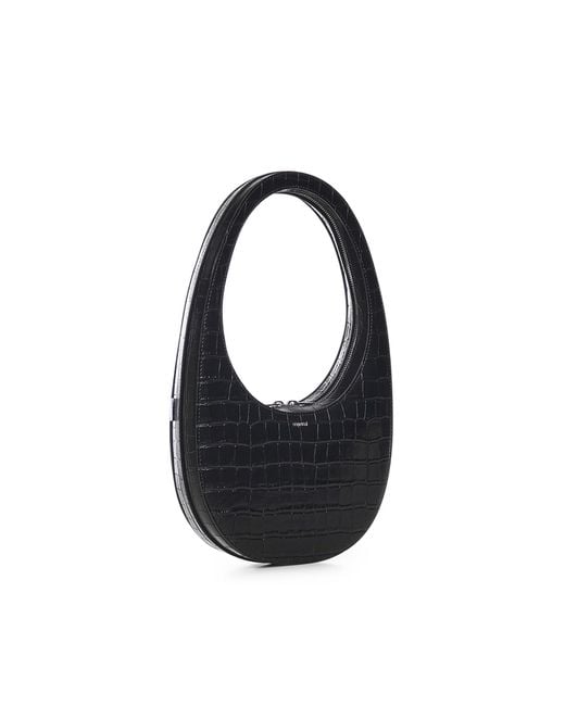Coperni Black Croco Swipe Leather Shoulder Bag