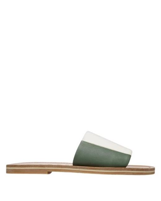Bally Green Bianka Two-Tone Leather Slides, Brand Size 36 Us