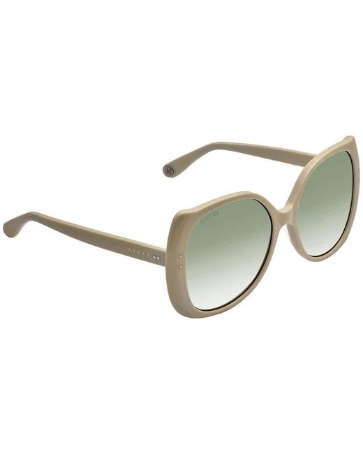 Gucci White Oversized Square Sunglasses In Brown Acetate With Pink Lenses