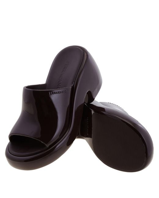 Ferragamo Brown Deva Chunky Rubber Slides for men