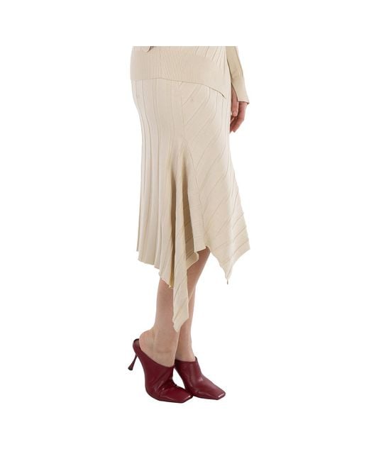 Stella McCartney Natural Asynnetric Hem Rib-Knit Skirt
