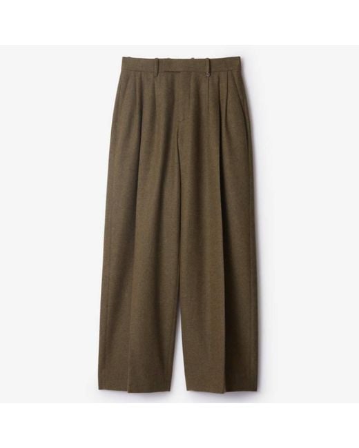 Burberry Green Brushed Wool Tailored Trousers, Brand Size 48 Waist for men