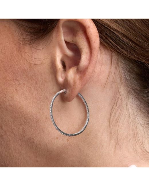 Brilliant Diamond White Sterling 0.75 Carat Lab Grown Diamond Hoop Earrings For