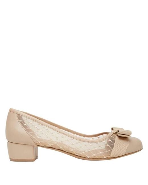 Ferragamo Natural Vara Bow Mesh Pumps