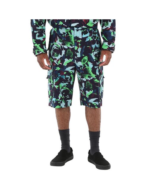 KENZO Green Grass Abstract-Print Cargo Shorts, Waist for men