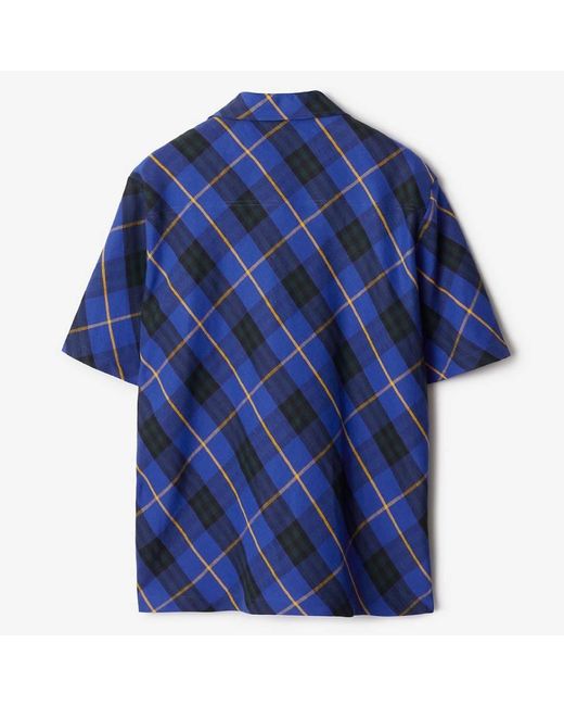 Burberry Blue Checkered Button Down Shirt for men