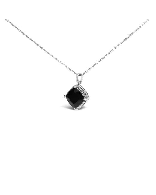 Haus of Brilliance White Sterling Cushion Onyx 3-Piece Jewelry Set Ring Earrings Pendant 18 Inch Cable Chain