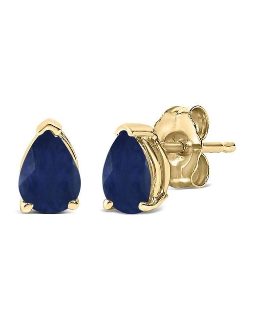Haus of Brilliance Blue 14K 6X4Mm Pear Shaped Sapphire Solitaire Stud Earrings