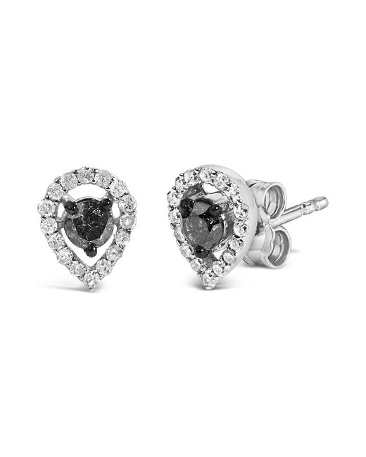 Haus of Brilliance Green Sterling 1/2 Cttw And Diamond Pear Shape Halo Stud Earrings