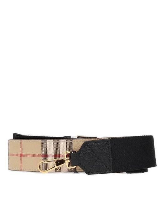 Burberry Black Vintage Check Leather Bag Strap