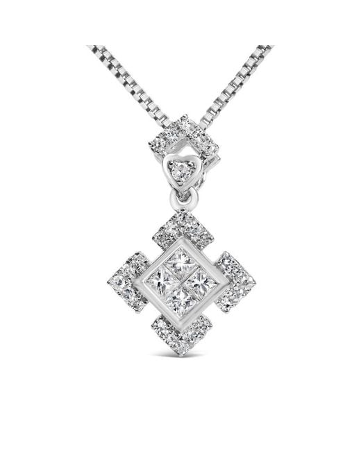 Haus of Brilliance Metallic 10K 1/5 Cttw Diamond Geometric Design Pendant Necklace