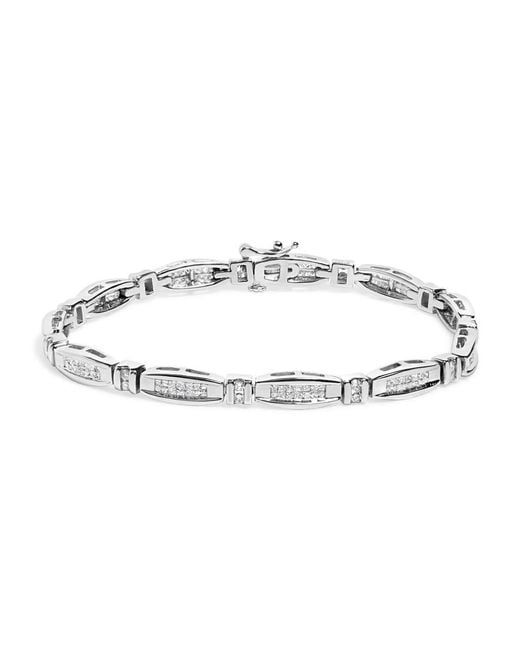 Haus of Brilliance Metallic 14K 2.0 Cttw Princess And Round Diamond Bar And Link Bracelet
