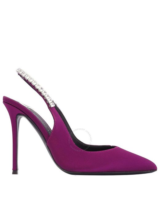 Giuseppe Zanotti Purple Rachyl Crystal Embellished Slingback Pumps