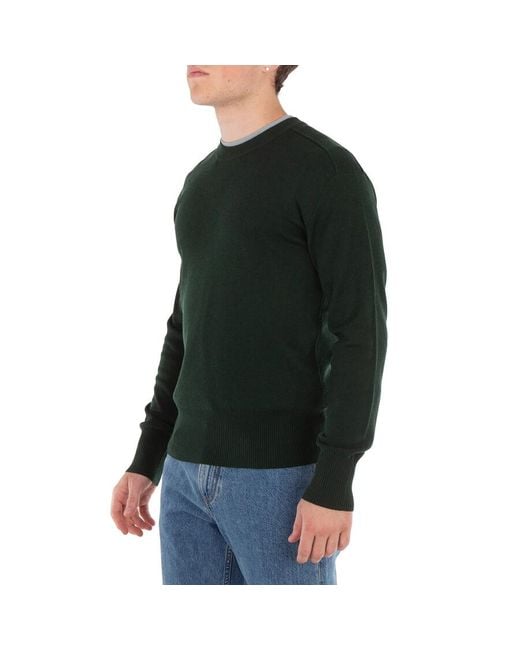 Burberry Green Crew Neck Wool Jumper for men